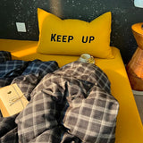 Popxstar  High Quality Beauty Bedding Set Plaid Duvet Cover Bed Sheet Set With Pillowcases Adult Dormitory Queen Size Winter Home Decor