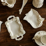 Popxstar  Heavy Industry Hand Made Breakfast Dim Sum Plate Antique Decoration European Style Double Ear Plate Fruit Dessert Tray