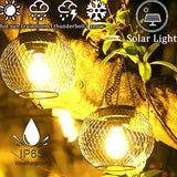 Popxstar Outdoor Solar Lights Hanging Solar Lights Outdoor Garden Metal Hanging Lights Decorative Lighting Garden Lights