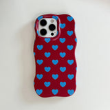 Cute Heart Wave Edges Shockproof Protective Phone Case for iPhone 17 17pro 17promax 13 14 15 16 16promax Girly Cover Case