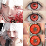 Popxstar  2 Pcs Cosplay Gold Colored Contacts Lenses with Degree Halloween Lenses Anime Purple Lenses Big Eyes Soft Makeup Pupils