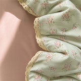 Popxstar INS Girls Cherry Soft Bedding Set Washed Cotton Bed Sheet Queen King Size Duvet Set Flower Comforter Set Pillowcase Bed Linens
