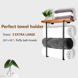 Popxstar Wooden Towel Rack Wc Wall Shelf Bathroom Organizer Supplies Art Storage Organization House Accessories