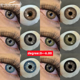 Myopia Lenses 2 Pcs Natural Color Contact Lense with Prescription Blue Gray Lenses Brown Eyes Contact Yearly Green Lens