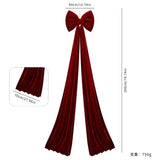 Christmas Bow with Long Streamers Christmas Tree Ornament Oversized Xmas Bowknot Soft Flocking Velvet for Home Party Wall Decor