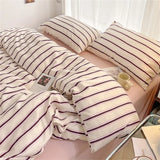 Popxstar  Pure Cotton Home Textile Blue Striped Bedding Set Simple Soft Duvet Cover Sheet Pillowcase Ins Style Bed Linens Queen King Size
