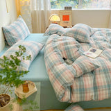 Popxstar Fashion Plaid Bedding Set 100% Cotton Duvet Cover Set Home Textiles Nordic Bed Sheet Queen King Quilt Cover Pillowcase Bed Linen