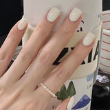 Popxstar  Glossy Peach Pink Color Fake Nails Glitter Solid Color Short Round Head Reusable Stick-on Nails For Lovely Girls Dress Matching