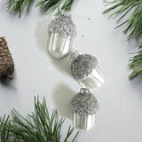 Popxstar Acorns Glass Christmas Tree Ornaments Decorations Silver Decorative Acorns Christmas Pendant Decoration New Year Home Novel