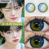 Popxstar 2pcs/pair Blue Green Contact Lenses for Eyes Colored Lenses Beauty Pupils Myopia Eye Color Lenses Prescription Lenses