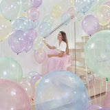 Popxstar 20Pcs 10inch Crystal Bubble Balloons Pastel Colorful Transparent Latex Balloons Birthday Party Decor Wedding Helium Globals