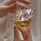 Popxstar Three-dimensional Butterfly Wine Glass Simple Round Glass Cup Creative Handmade Glass Wine Glasses  Champagne Cocktail Cup Gift