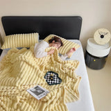 Popxstar New Imitation Rabbit Plush Warm Blanket Set or Only Blankets for Autumn Winter Soft Fluffy Warmth Lounger Sofa Throw Blankets