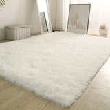 Popxstar White Fluffy Hall Carpet Modern Living Room Bedroom Home Decor Large Mats Thickened Non-Slip Girl Children's Room Pink Furry Rug