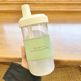 500/850ML Cute Pearl Milk Tea Straw Plastic Water Bottle With Cup Cover Women Large Capacity Juice Boba Milk Tea Cup Drop-proof