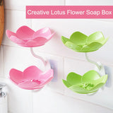 Popxstar  Creative Lotus Flower Soap Box 2 Tier Serving Tray Utensil Holders Suction Wall Tray Floral Soap Dish Shelf Holders Soap Holder