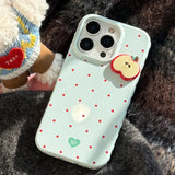 Korean Red Polka Dots Cute 3D Apple Slices Phone Case for IPhone 13 14 16 15 17 Pro Max Shockproof Protective Soft Cover Case