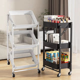 Popxstar Folding Storage Rack Trolley Kitchen Bathroom Bedroom Multi Storey Snacks Shelving Organizer Carts Mobile Trolley Storage Rack