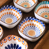Popxstar  6pcs Ceramic Bohemian Spice Dish, Salad Bowl, Snack Dish, Fruit Platter for Home Restaurant, Party Gathering, BBQ Sauce Dish