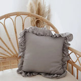 Popxstar 100% Linen Ruffle Pillowcases Breathable Durable Textured Home Decor Sofa Bed Chair Pillows Cover Living Room Couch Ornament