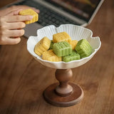 Popxstar  Nordic Dishes Ceramic Tableware Fruit bowl Retro Wooden Tray Snacks Plates for Kitchen Living Room Decorations Table Plate