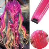 Popxstar 6pcs/pack Colored Party Highlights Clip in Hair Extensions for Girls 22 inches Multi-colors Straight Hair Synthetic Hairpieces