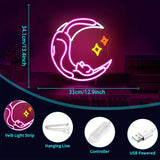 Popxstar  Cat Neon Light for Wall Decoration Moon Cat Star LED Light Sign Suitable for Room Home Party Birthday Beer Sign- USB Powered