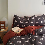 4Pcs Bedding Set Minimalist Striped Set (Full Size), Flat Sheet For Boys' Bedrooms, Single Student Dorm Rooms, And Double Beds