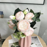Popxstar 30cm Rose Pink Silk Bouquet Peony Artificial Flowers 5 Big Heads 4 Small Bud Bride Wedding Home Decoration Fake Flowers Faux