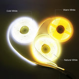 Popxstar LED Strip Light 5V 12V 24V 320 480 384 528 LEDs Flexible Tape 5mm 3mm 8mm PCB Warm Natural White High Density Linear Lights