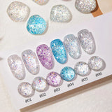 1-6pcs TC New Pink Naked Rose Crushed Diamond Gel Nail Polish Sparkling Explosion Flash Crystal Nail Art Shop Special