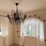 French Retro Dome Curtains for Arched Doors Carved Windows Gauze Partitions Living Room Study American Style Drapes Yarn
