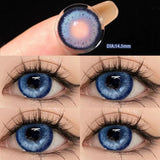 1pair/2pcs Blue Comic Eye Fashion Color Contact Lenses Lady with Eye Contact Soft Color Cosmetics Year with Natural Lenses