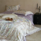 Luxury 100% Mulberry Silk Bedding Set 4pcs Foral Print Duvet Cover Bed Sheet Pillowcase Queen King Size Fitted Sheet Bed Linen