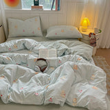 Double-layer yarn printing four-piece set, student dormitory three-piece set, bed sheet quilt cover, bedding
