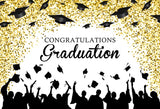 Popxstar Graduation Backdrop Congrats Gold Class of Grad Photocall Decoration Photography Background Photo Banner