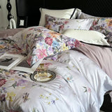 Popxstar  Premium 1000TC Egyptian Cotton American Oil Painting Style Flower Print Bedding Set Duvet Cover Bed Sheet Set Pillowcases 4Pcs