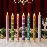 6pcs Macaron Glitter Electronic Candles Macaron Color Realistic Flame LED Candles Remote Control Christmas Straight Rod Candles