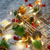 Popxstar Christmas String Lights, 20 LED 71inch Christmas Garland Battery Operated, Red Berry LED String Lights Copper Wire Lights Decor