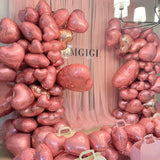 Popxstar 10pcs 18inch Heart Foil Balloons Pink Sage Green Heart Balloon for Birthday Party Valentines Day Wedding Anniversary Decorations