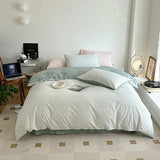 Popxstar  Simple Fresh Queen Bedding Set 100% Cotton Soft Comfortable Duvet Cover Set with Sheets Quilt Cover and Pillow Covers Bed Sets