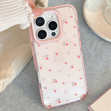 Popxstar  Lovely Red Cherry Shockproof Protective Clear Case for iPhone 17 Pro Max 15 13 14 16 Pro Max Soft Shockproof Cute Cover