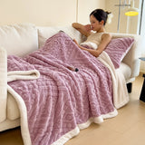 Popxstar Soft Sherpa Throw Blanket for Couch Sofa, Multi Size Fleece 3D Embossed Fuzzy Cozy Blanket for Bed, Thick Blanket for All Season
