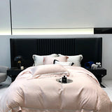Popxstar  Luxury Satin Jacquard Bedding Set 1000TC Lyocell Cotton Soft Silky Duvet Cover Set Bed Sheet/Fitted Sheet Pillowcases 4Pcs