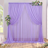 Popxstar  2pcs 5ft x10ft Chiffon Backdrop Curtains, 2 Layer Sheer Fabric Backdrop Drapes Drapes for Bridal Shower Wedding Arch Party Decor