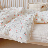 Popxstar Baby Camellia Rose Print Muslin Blanket Quilt for Summer Infant Floral Muslin Comforter Napping Cover for Baby Bedding Quilts