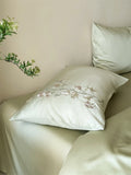 Popxstar  Flowers Embroidery Luxury Bedding Set 600TC Lyocell Bamboo Fiber Soft Silky Duvet Cover Flat/Fitted Bed Sheet Pillowcases 4Pcs
