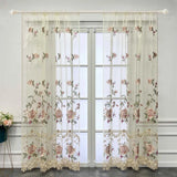 Popxstar Royal Luxury Peony Flower Embroidered Curtains For Living Room Bedroom Window Sheer Tulle Velvet Romantic Valance Voile Curtains