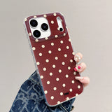 Simple Wine Red Polka Dot Phone Case for IPhone 13 15 14 16 Pro Max Shockproof Cover for Iphone 17 Pro 17promax Protective Case