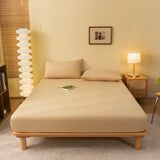 Popxstar Fitted Sheet Solid Color Mattress Cover With Elastic Band Bed Sheet Single Double Queen Size Bedsheet High Quality Fit Sheet